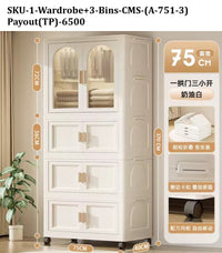 SAMDIYA Premium 1 Wardrobe+3 Bins Cms (a 751 3) – Plastic wardrobe