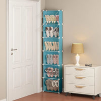 Premium Slim 6-Layer Plastic Shoe Storage Cabinet with Flip Doors – Blue
