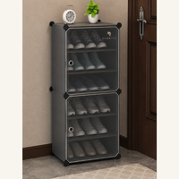 Premium 6-Shelf 2-Door Plastic Shoe Storage Cabinet – Grey