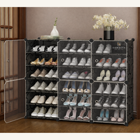 Premium 18-Shelf 6-Door Plastic Shoe Storage Cabinet – Black