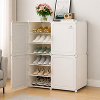 Premium 12-Layer 4-Door Plastic Shoe Storage Cabinet – White