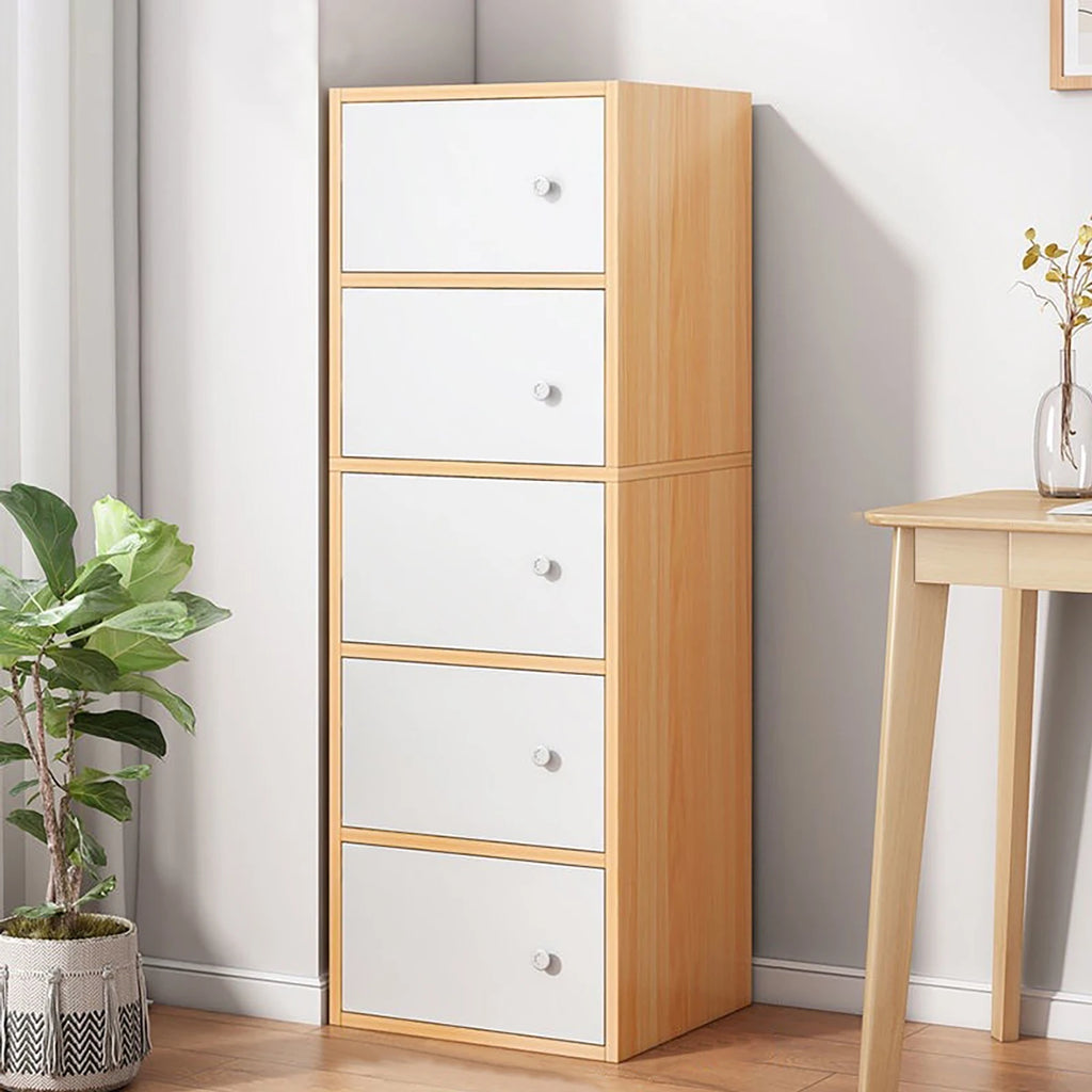 Premium Nordic Maple 5-Layer Wooden Storage Cabinet with Doors
