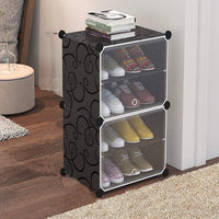 Premium 4-Shelf 2-Door Plastic Shoe Storage Cabinet – Black