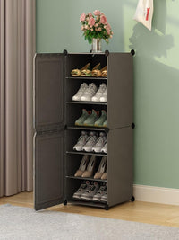 Premium 6-Layer 2-Door Plastic Shoe Storage Cabinet – Grey