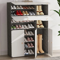 Premium 11-Shelf 7-Door Plastic Storage Cabinet – Black & White