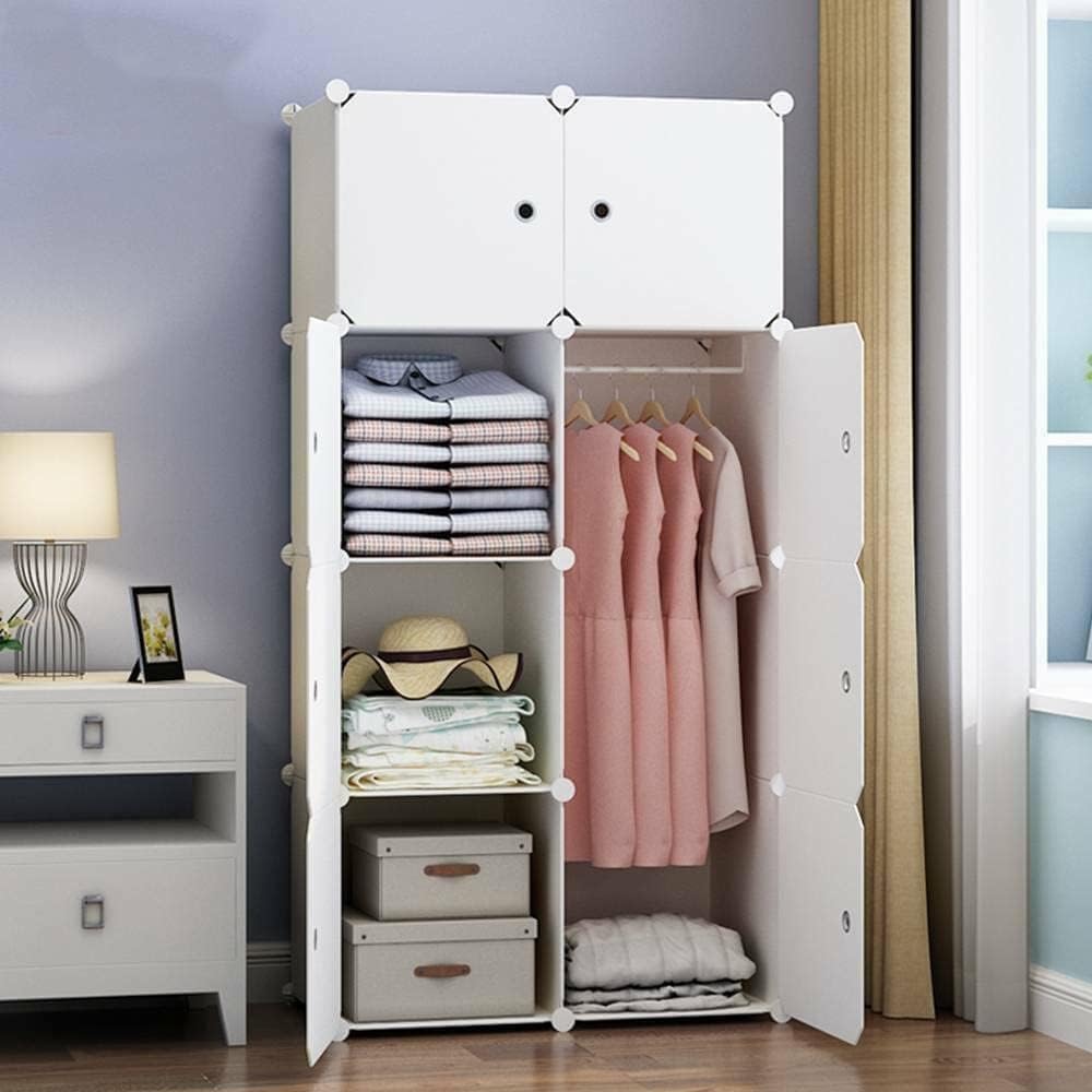 Premium 8-Door Modular Plastic Wardrobe with Hanging Section – White