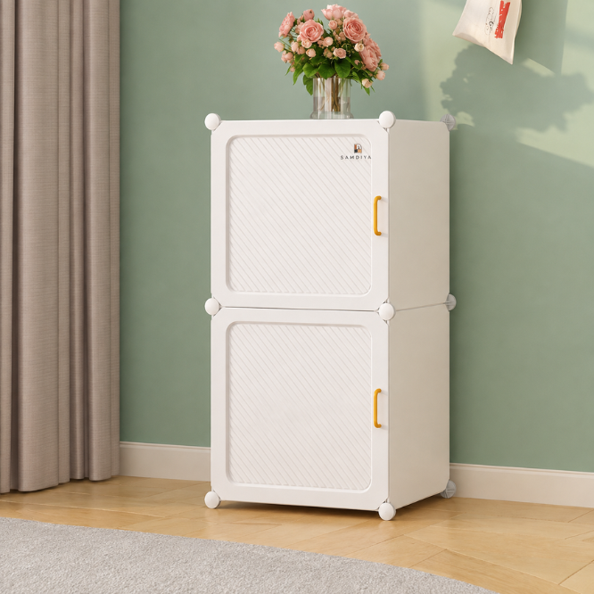 Premium 6-Layer 2-Door Plastic Shoe Storage Cabinet – White