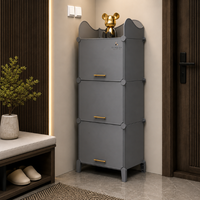 Premium 6-Shelf 3-Door Plastic Shoe Storage Cabinet – Grey