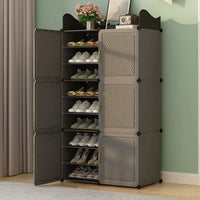 Premium Heavy-Duty 6-Door 18-Layer Plastic Shoe Storage Cabinet | Dustproof Modular Shoe Organizer | Grey