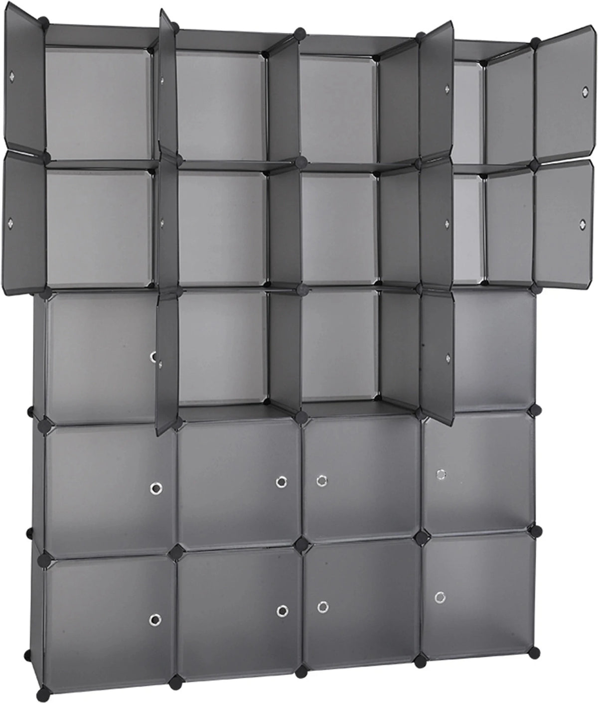 Premium 20-Door 20-Shelf Modular Plastic Wardrobe Cabinet – Black