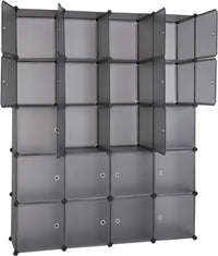Premium 20-Door 20-Shelf Modular Plastic Wardrobe Cabinet – Black