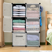 Premium 6-Shelf 6-Door Modular Plastic Wardrobe Cabinet – Black