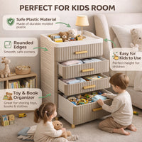 Premium 4-Layer Foldable Plastic Storage Cabinet – Light Brown