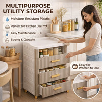 Premium 4-Layer Foldable Plastic Storage Cabinet – Light Brown
