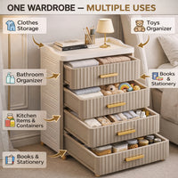 Premium 4-Layer Foldable Plastic Storage Cabinet – Light Brown