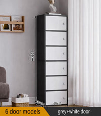 Premium Nordic Black & White 6-Layer Wooden Storage Cabinet with Doors
