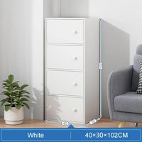 Premium Nordic White 4-Layer Wooden Storage Cabinet with Doors