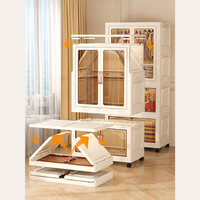 Premium 3-Layer Foldable Plastic Storage Wardrobe with Hangers – White