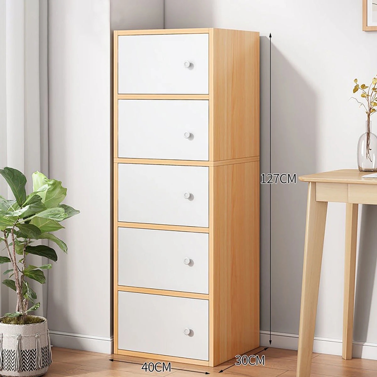 Premium Nordic Maple 5-Layer Wooden Storage Cabinet with Doors