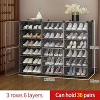 Premium 18-Shelf 6-Door Plastic Shoe Storage Cabinet – Black