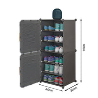 Premium 6-Layer 2-Door Plastic Shoe Storage Cabinet – Grey