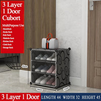 Premium 3-Shelf 1-Door Plastic Shoe Storage Cabinet – Black