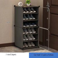 Premium 6-Shelf 2-Door Plastic Shoe Storage Cabinet – Grey