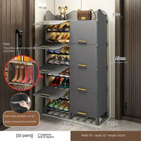 Premium 16-Shelf 8-Door Plastic Shoe Storage Cabinet – Grey