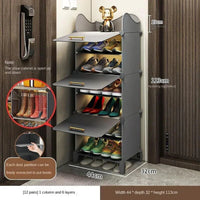 Premium 6-Shelf 3-Door Plastic Shoe Storage Cabinet – Grey
