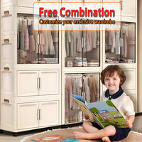 Premium 4-Door 2-Shelf Modular Plastic Wardrobe with Hanging Section – Transparent White