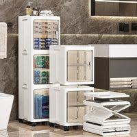 Premium 2-Layer Foldable Plastic Storage Cabinet – White