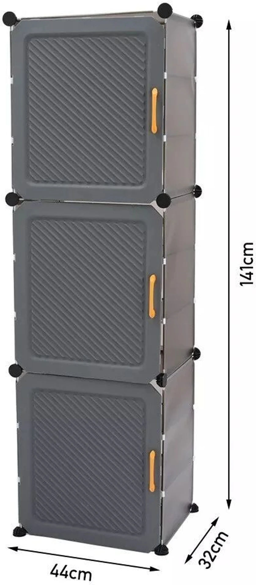 Premium Compact 3-Door 9-Layer Plastic Shoe Storage Cabinet | Dustproof Modular Shoe Rack | Grey