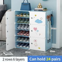 Premium 6-Door 12-Shelf Modular Plastic Shoe Storage Cabinet – Blue