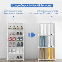Premium 12-Layer Plastic Shoe Storage Cabinet with Doors | Dustproof Modular Shoe Organizer | White