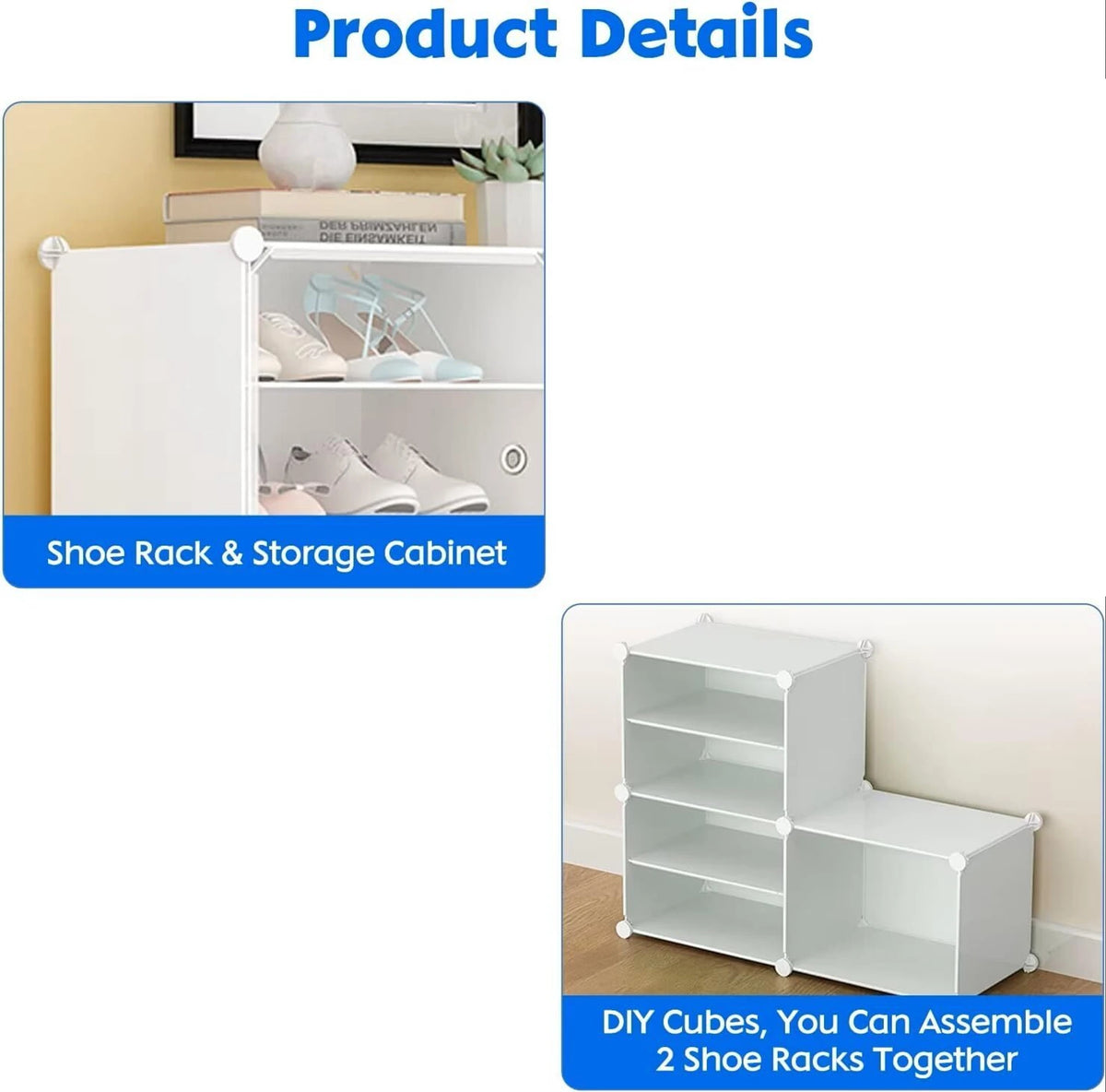 Premium 12-Layer Plastic Shoe Storage Cabinet with Doors | Dustproof Modular Shoe Organizer | White