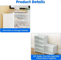 Premium 12-Layer Plastic Shoe Storage Cabinet with Doors | Dustproof Modular Shoe Organizer | White