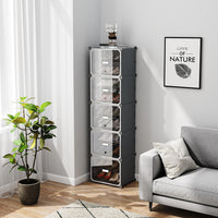 Premium 5-Door 10-Shelf Plastic Shoe Storage Cabinet | Dustproof Modular Shoe Rack | Grey
