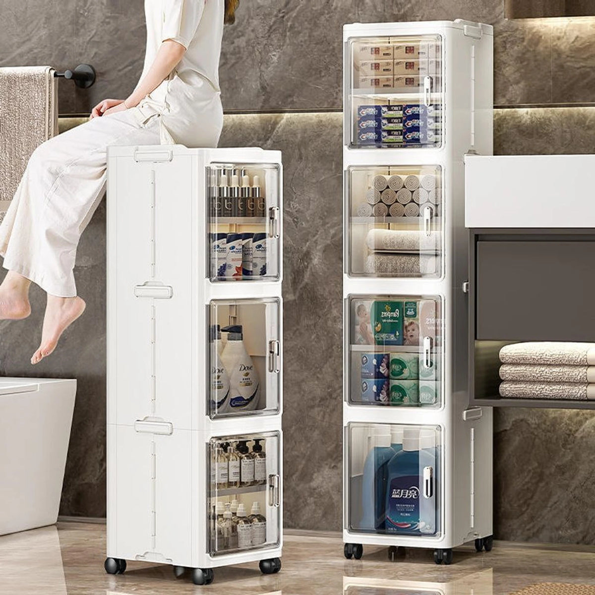 Premium 3-Door 6-Shelf Foldable Plastic Storage Cabinet – White