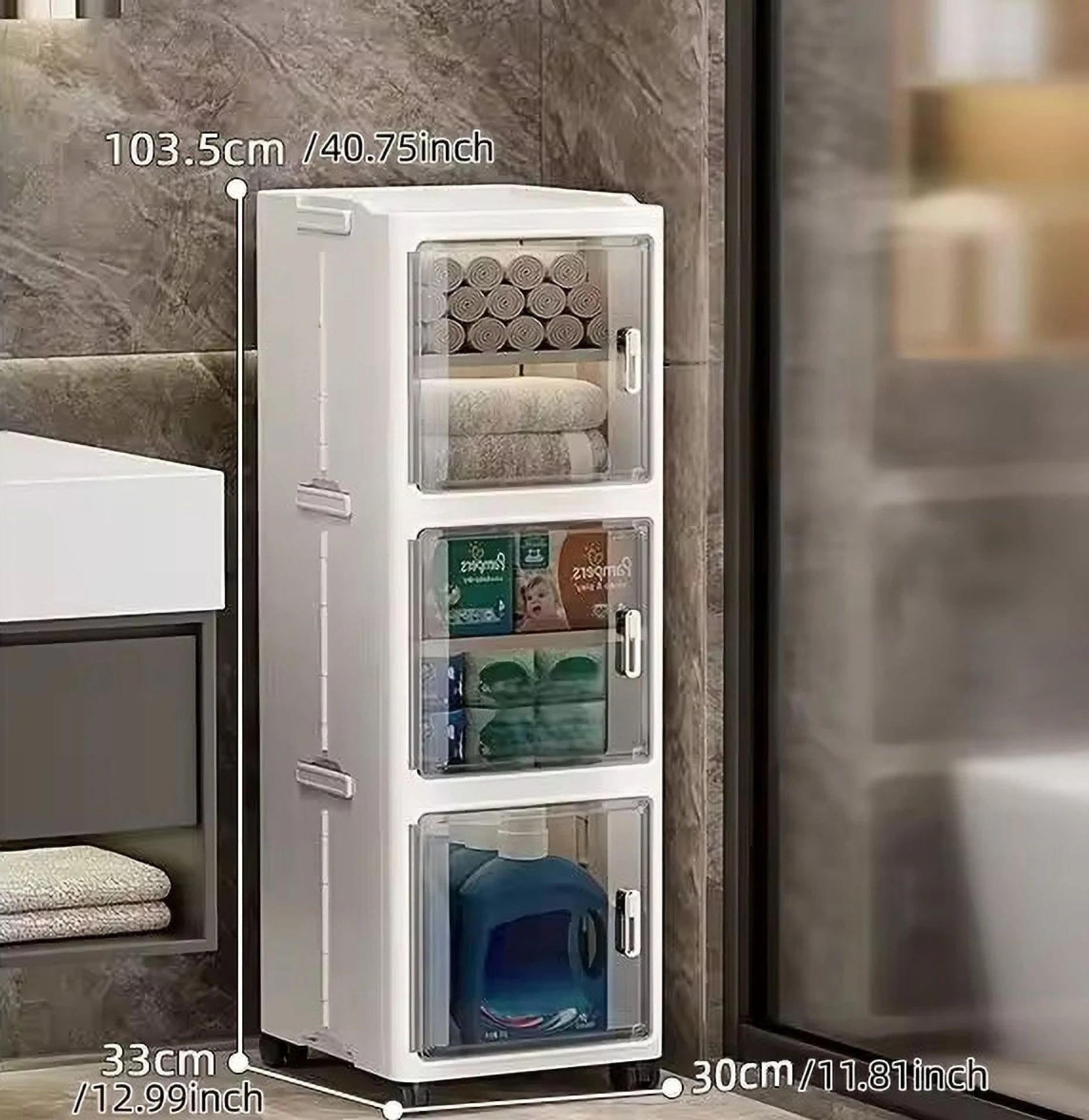 Premium 3-Door 6-Shelf Foldable Plastic Storage Cabinet – White