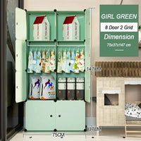 Premium 8-Cube Kids Modular Plastic Wardrobe Cabinet – Green