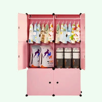 Premium 6-Door 6-Shelf Kids Modular Plastic Wardrobe Cabinet – Pink