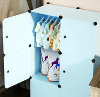 Premium 8-Door 8-Shelf Kids Modular Plastic Wardrobe Cabinet – Blue