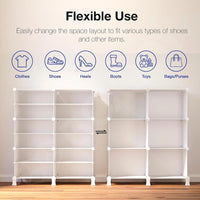Premium 6-Door 12-Shelf Modular Plastic Shoe Storage Cabinet – Black