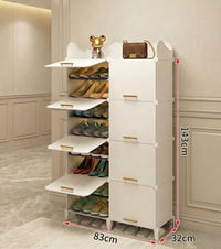 Premium 6-Door 12-Shelf Modular Plastic Shoe Storage Cabinet – Black