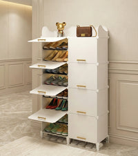 Premium 6-Door 12-Shelf Modular Plastic Shoe Storage Cabinet – Black