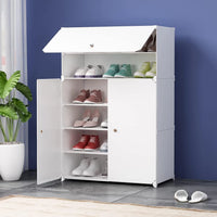 Premium 3-Door 6-Shelf Modular Plastic Shoe Storage Cabinet – White