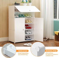 Premium 3-Door 6-Shelf Modular Plastic Shoe Storage Cabinet – White