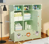Premium 9-Door 12-Shelf Kids Modular Plastic Wardrobe Cabinet – Green