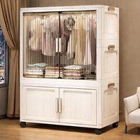 Premium 4-Door 2-Shelf Modular Plastic Wardrobe with Hanging Section – Transparent White