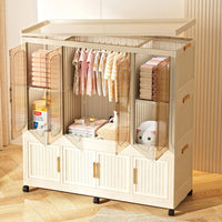 Premium 4-Shelf 3-Door Modular Plastic Wardrobe – Beige